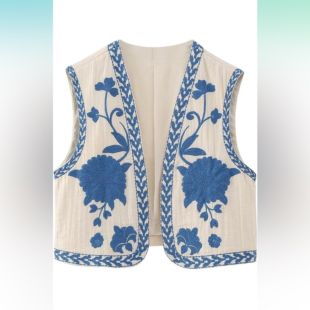 Embroidered floral vest